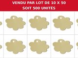 pack of 10 gold plated flower shaped tags on a white background