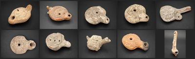certains de ces objets anciens sont exposés sur un fond noir