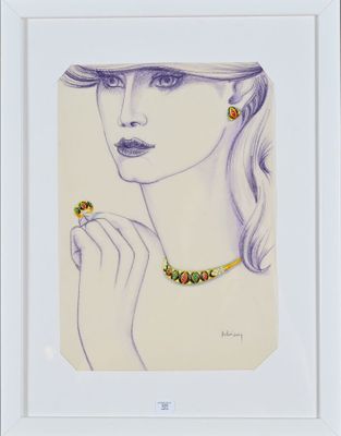 Philippe DELOISON (XXe). Dessin préparatoire pour une parure…