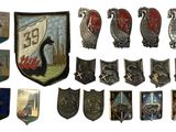 de nombreux types de badges différents sur fond blanc