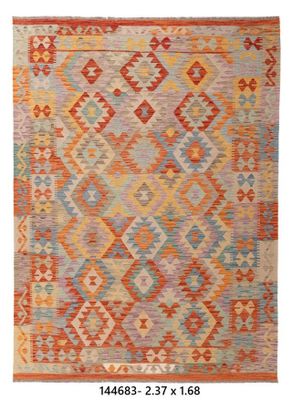 Kilim Afghan en laine Couleur beige , rouge 237 X 168