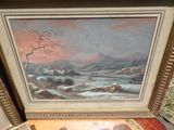 une photo d'un tableau représentant un paysage hivernal, dans un cadre