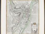 une vieille carte de la ville de Londres traversée par une rivière