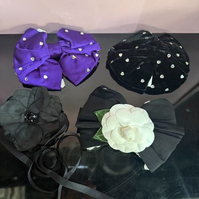 Lot de 4 barrettes couture Nœuds en satin, velours et galon …