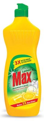 une bouteille de détergent pour vaisselle Max Lemon sur fond blanc