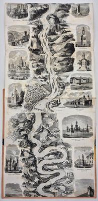 un dessin représentant un plan de la ville de Londres traversée par une rivière