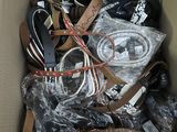 a cardboard box full of electronic equipment in it
