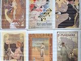many vintage posters on the wall of a store