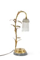 LAMPE de BUREAU en bronze, laiton et fer patiné doré.