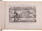 an open book with a picture of a city and buildings on it