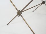 an image of a metal table with a wooden top and metal legs