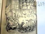 un livre ouvert sur lequel figure le dessin d'une famille dans une cuisine