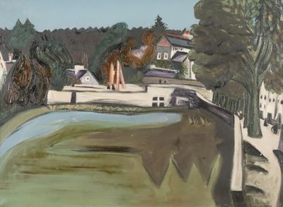un tableau représentant un cheval debout sur un pont