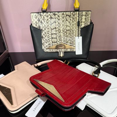 Sac VIONNET Mozaique cuir grainé noir avec 4 anses interchan…