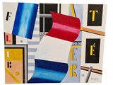 painting of a painting of a red, white, and blue flag