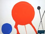 a picture of a painting of a red ball and a blue ball