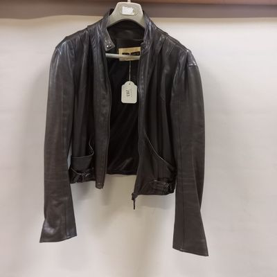 PLEIN SUD - Veste de femme en cuir marron modèle motard coul…