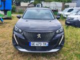 une voiture noire garée dans l'herbe