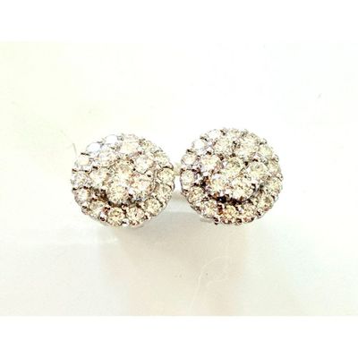 pair of diamond stud earrings on white background