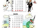 calendar for the year of the snowman in french, with pictures of people and animals