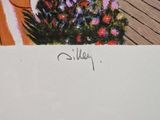 a drawing of a woman holding a bouquet of flowers