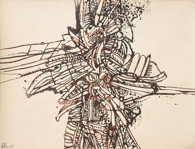 a drawing of a man holding a knife in his hand