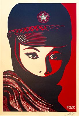 a painting of a woman wearing a hat and scarf