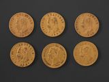 six gold sovereigns of george iv and queen victoria