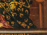 an image of a painting of a woman sitting on a bench
