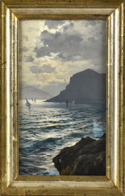 une image d'un tableau représentant un voilier dans l'océan