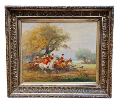 Eugène PECHAUBESSE (1890-1967), "Chasse à courre", huile sur… - Photo 1