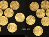 two images of a bunch of gold coins sitting on top of each other