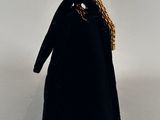black velvet handbag with gold chain strap