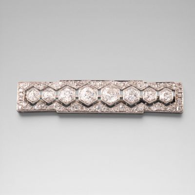 Broche diamants יlיgante broche de forme rectangulaire en pl…