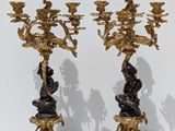 pair of antique brass and marble candelabs with figures