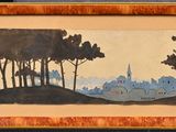 une photo d'un tableau représentant des arbres accroché au mur