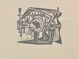 un dessin en noir et blanc représentant une horloge accrochée au mur