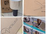 plusieurs photos d'une boîte sur laquelle est posée une lampe et d'une boîte sur laquelle est posée une lampe