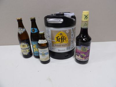Bière fût de 6 L. Leffe blonde (08/2026) , 3 bouteilles de bières bava - Photo 1