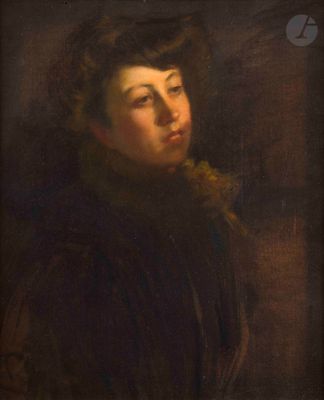 Portrait d'un jeune homme portant un col en fourrure, par [auteur]