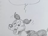 drawing of a dog with a thought bubble above it ' s head