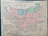 an old map of the country of china with its borders in pink and blue