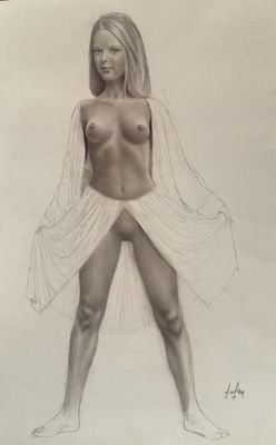 ASLAN (né en 1930) Nu féminin Mine de plomb sur papier