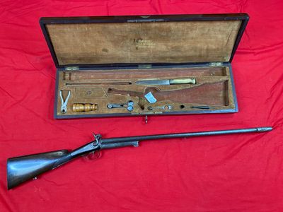 Fusil de chasse à broche, deux canons ronds juxtaposés, ouve…