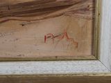 a picture of a painting of a horse in a wood frame