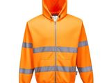 une veste orange avec des bandes réfléchissantes et une capuche