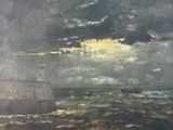 an image of a painting of a boat in the ocean