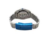 a watch with a blue band on a white background
