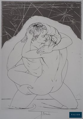 une image représentant un dessin d'un homme et d'une femme enlacés