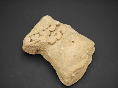 un gros plan d'un objet en pierre posé sur une surface noire